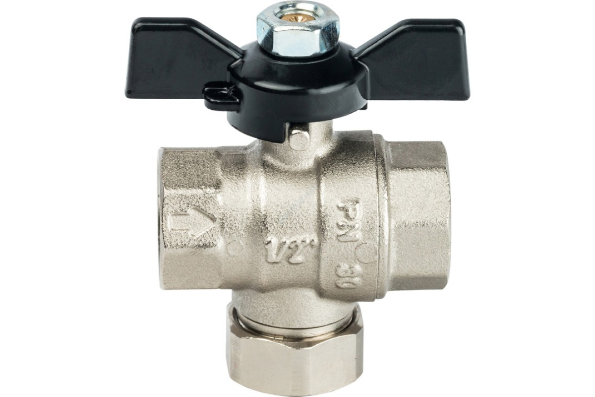 STOUT Кран шаровой с фильтром 1/2 (ручка-бабочка)