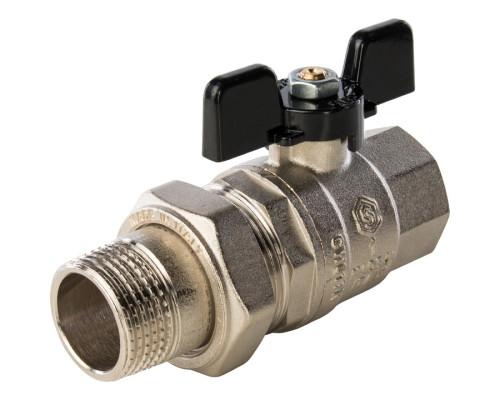 STOUT Кран шаровой полнопроходной, ВР/НР, ручка бабочка 1, американка