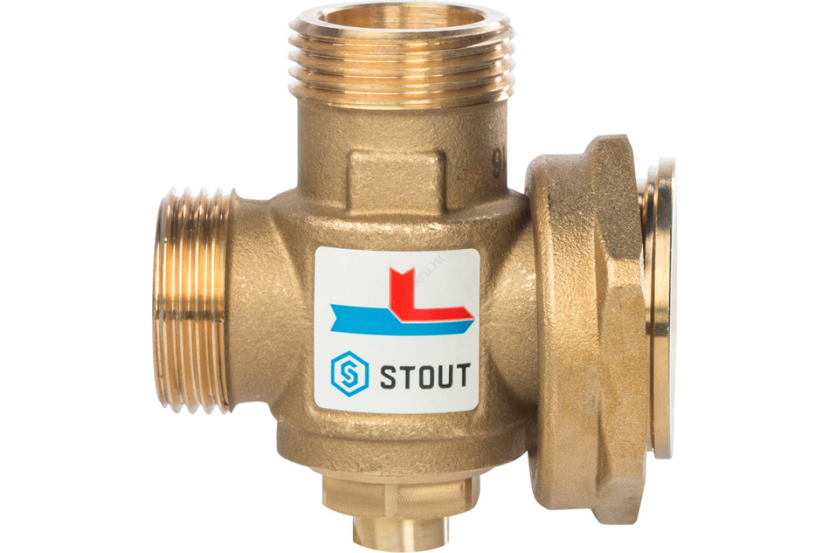 STOUT SVM-0050 Термостатический смесительный клапан G 1"М-G 1"1/2F-G 1"M 60°С