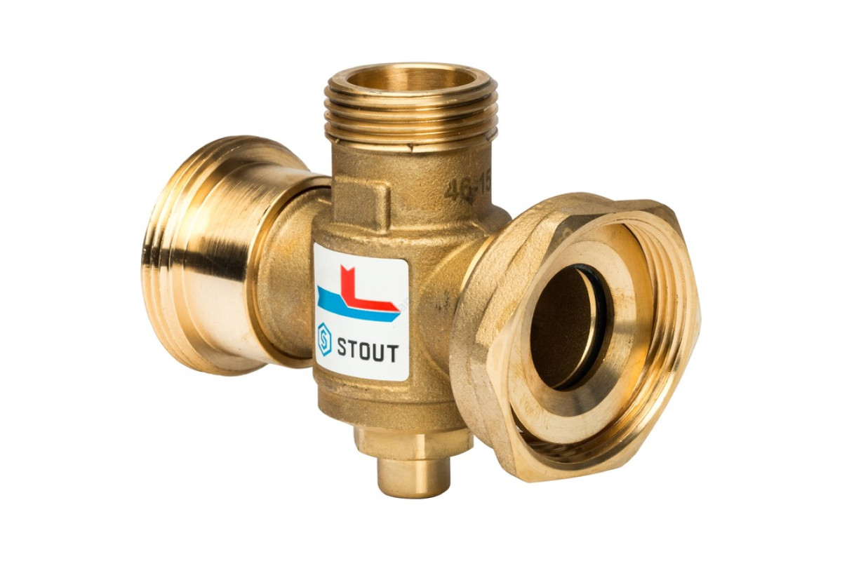 STOUT SVM-0050 термостатический смесительный клапан G 1"1/2M-G 1"1/2F-G 1"M 70°С