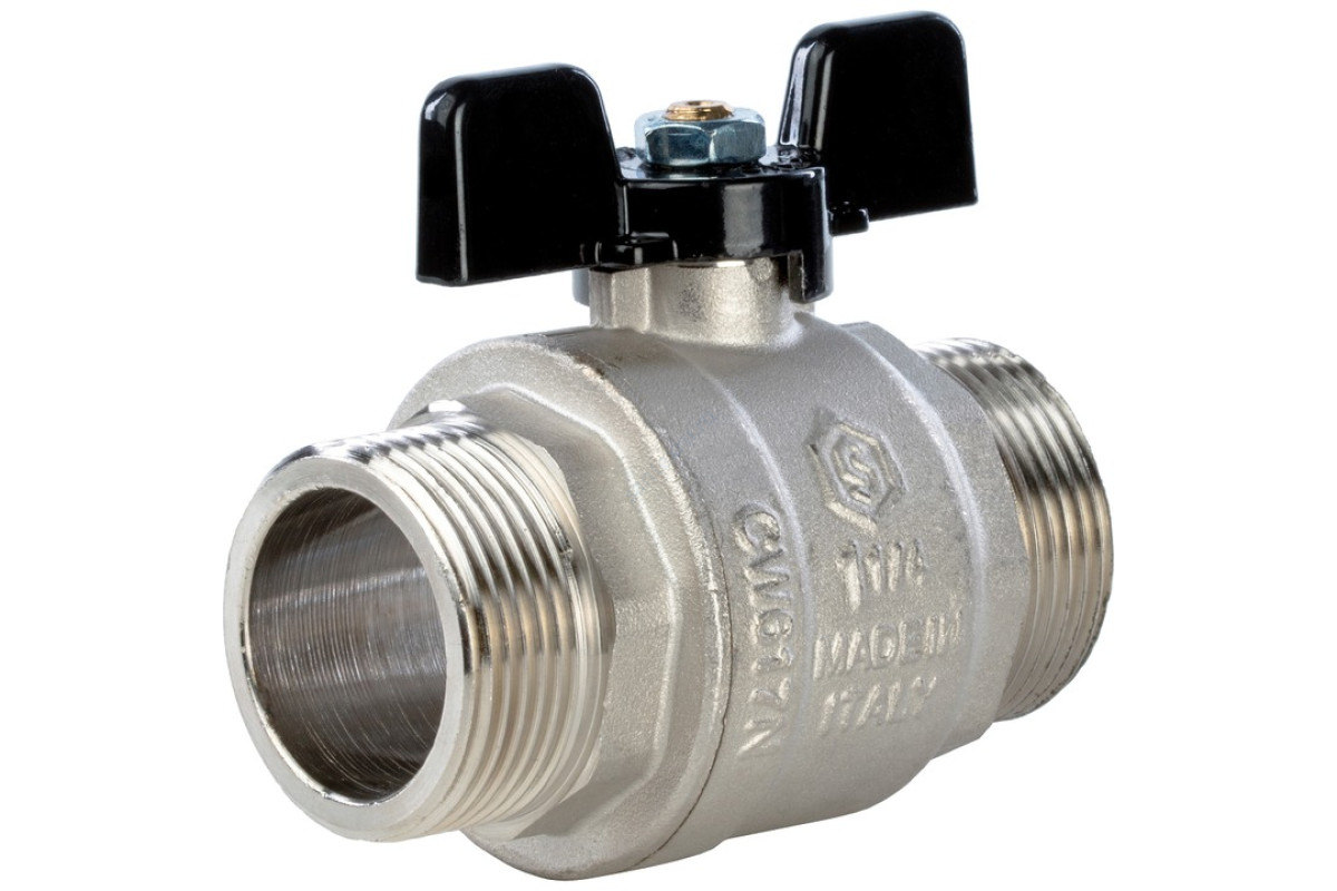 STOUT Кран шаровой полнопроходной, НР/НР, ручка бабочка 1 1/4