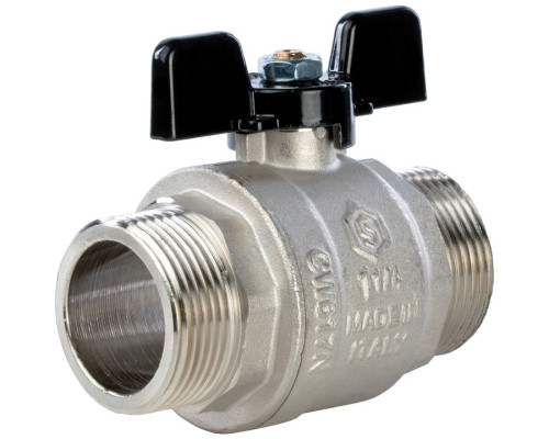 STOUT Кран шаровой полнопроходной, НР/НР, ручка бабочка 1 1/4