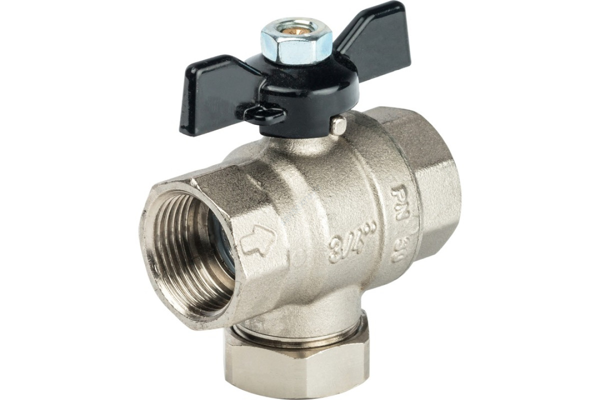 STOUT Кран шаровой с фильтром 3/4 (ручка-бабочка)