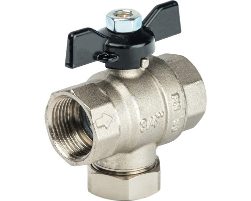 STOUT Кран шаровой с фильтром 3/4 (ручка-бабочка)