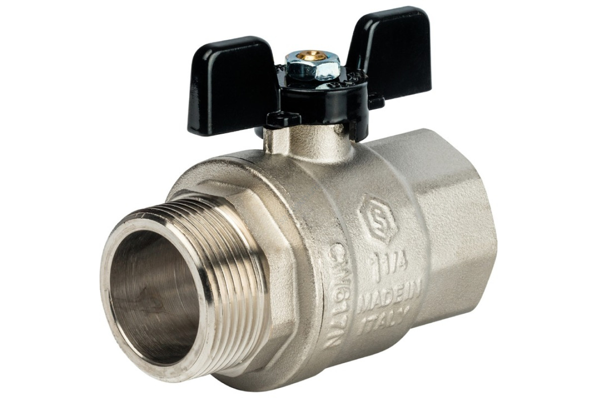 STOUT Кран шаровой полнопроходной, ВР/НР, ручка бабочка 1 1/4