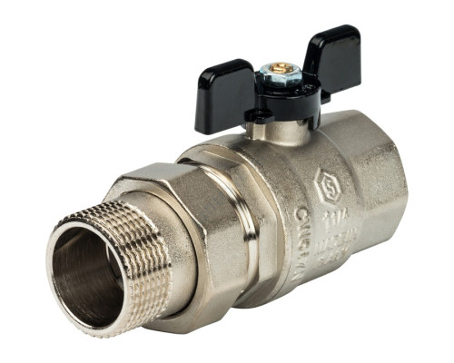 STOUT Кран шаровой полнопроходной, ВР/НР, ручка бабочка 1 1/4, американка