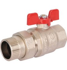 STOUT Кран шаровой полнопроходной с "американкой", ВР/НР, ручка бабочка 1 1/4 (EPDM)