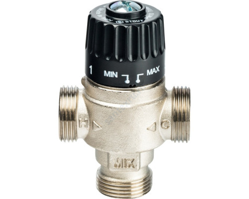 STOUT Термостатический смесительный клапан для систем отопления и ГВС 3/4" НР 30-65°С KV 2,3 SVM-0025-236520