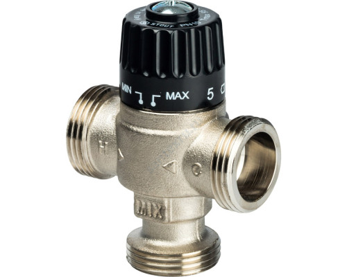 STOUT Термостатический смесительный клапан для систем отопления и ГВС 1" НР 30-65°С KV 1,8 SVM-0025-186525