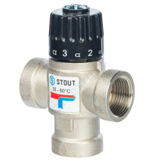 STOUT Термостатический смесительный клапан для систем отопления и ГВС 3/4"  ВР 35-60°С KV 1,6