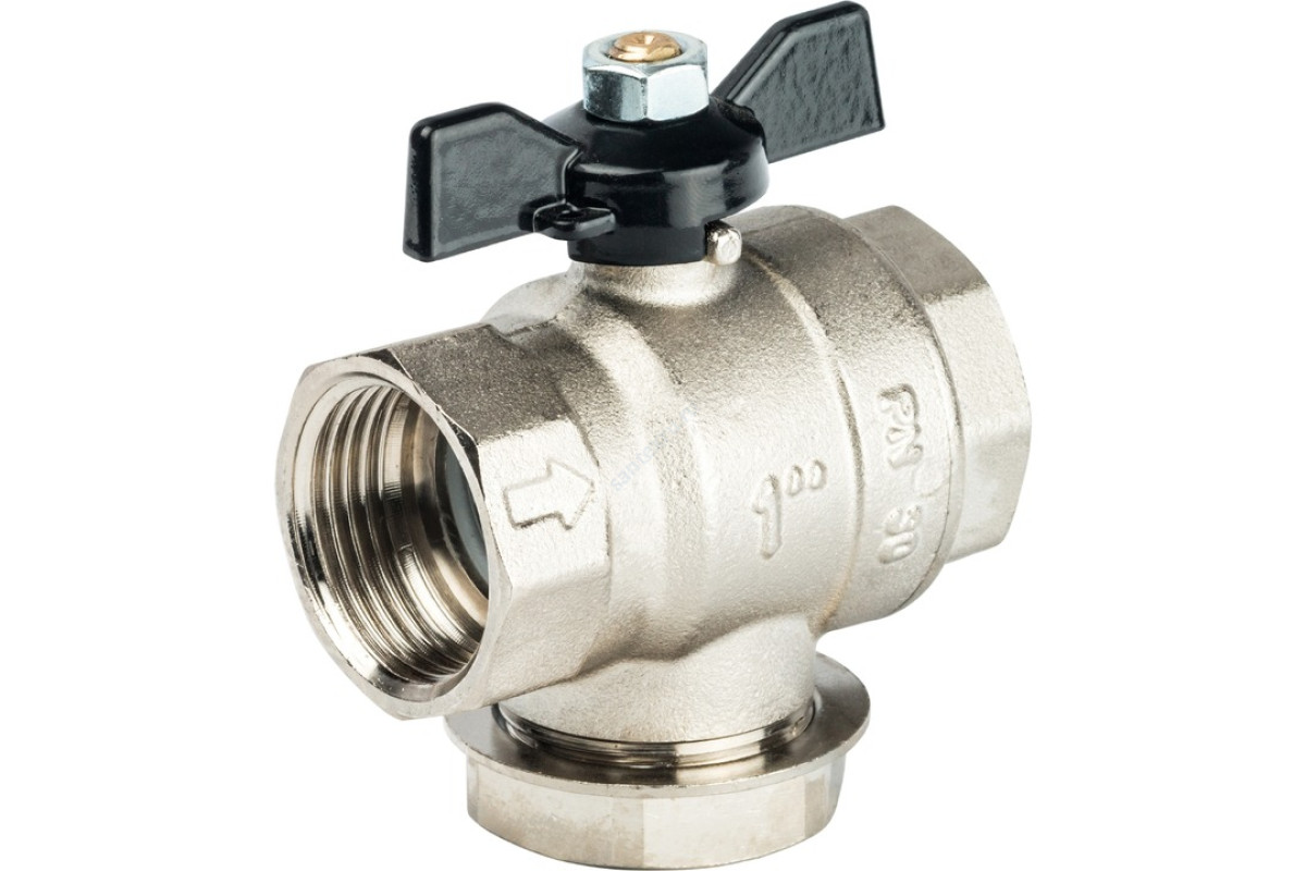 STOUT Кран шаровой с фильтром 1 (ручка-бабочка)