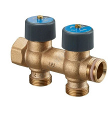 Коллектор бронза 3/4" ВР/НР на 4 вых 3/4" НР м/о 50мм под евроконус с запорными клапанами Multidis R Oventrop 4200554