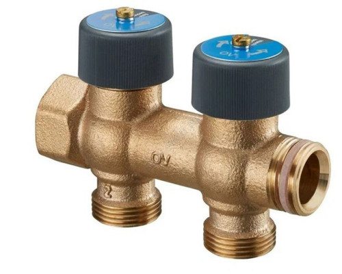 Коллектор бронза 3/4" ВР/НР на 4 вых 3/4" НР м/о 50мм под евроконус с запорными клапанами Multidis R Oventrop 4200554