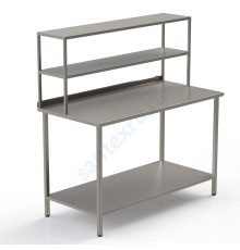 Стол стандартный из нержавеющей стали с полкой-надстройкой