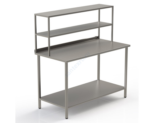Стол стандартный из нержавеющей стали с полкой-надстройкой