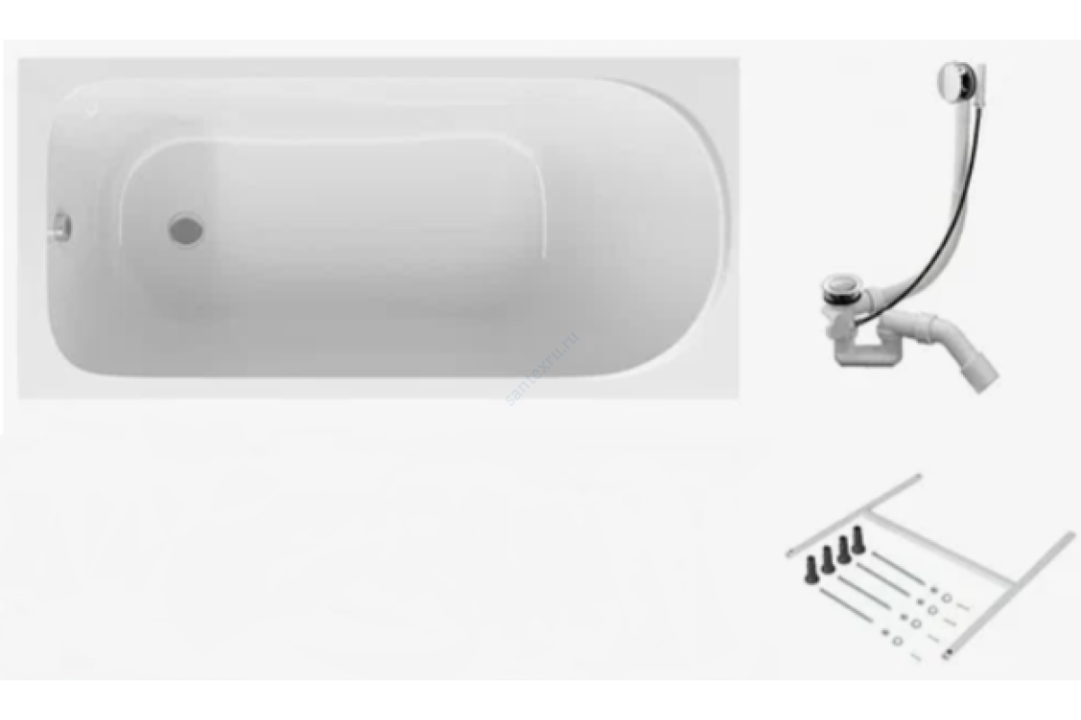 Ванна акриловая Sense 170х70см в/к каркас, слив-перелив белая AM.PM W75A-170-070W-KL