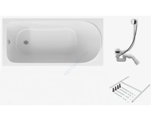 Ванна акриловая Sense 170х70см в/к каркас, слив-перелив белая AM.PM W75A-170-070W-KL