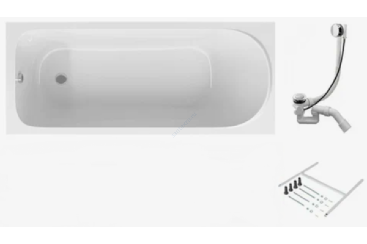 Ванна акриловая Sense 150х70см в/к каркас, слив-перелив белая AM.PM W75A-150-070W-KL