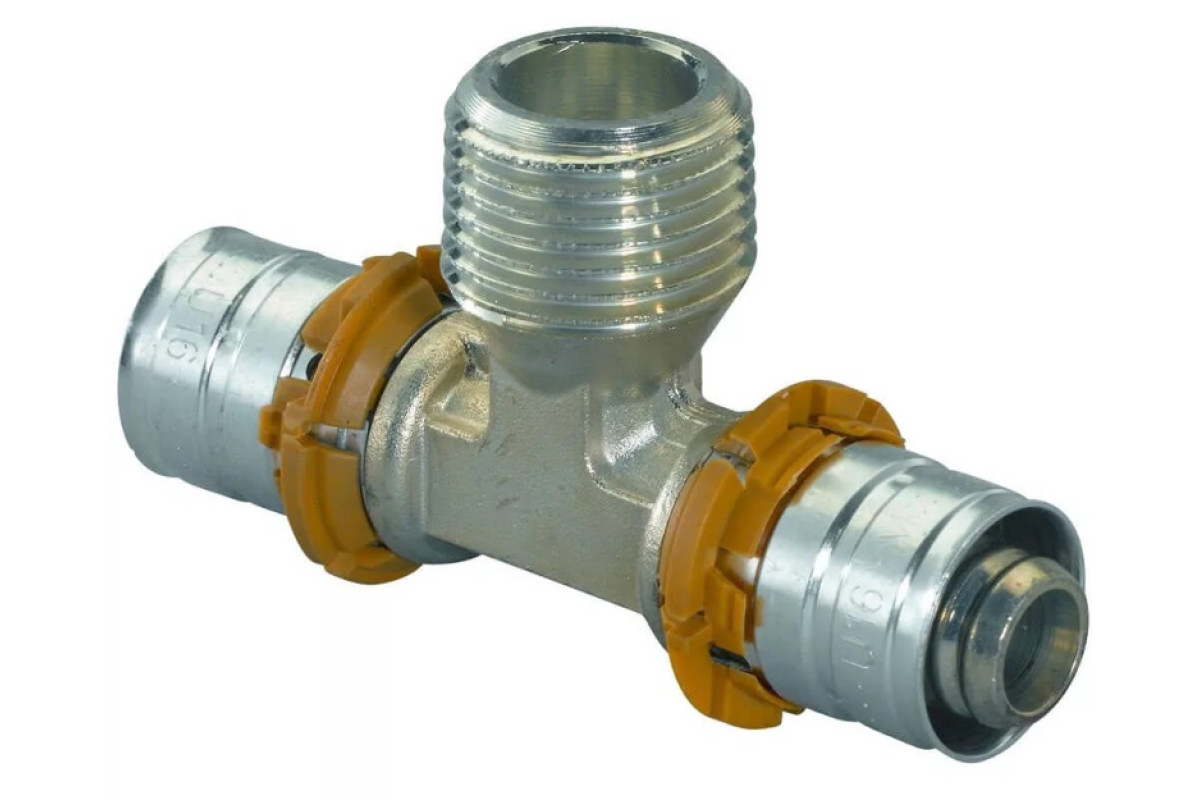 Тройник МП латунь пресс S-PRESS PLUS Дн 25х3/4"х25 НР Uponor 1070593 (1015038)