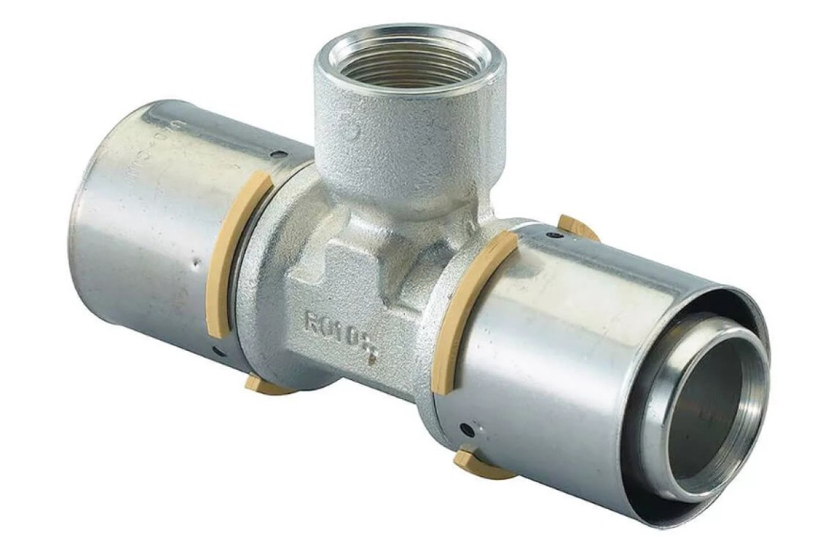 Тройник МП латунь пресс MLC Дн 40х1/2"х40 ВР Uponor 1046922