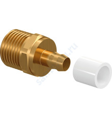 Штуцер для PE-X латунь Minitec Дн 9,9х1/2" НР в/к кольцо Uponor 1005265 