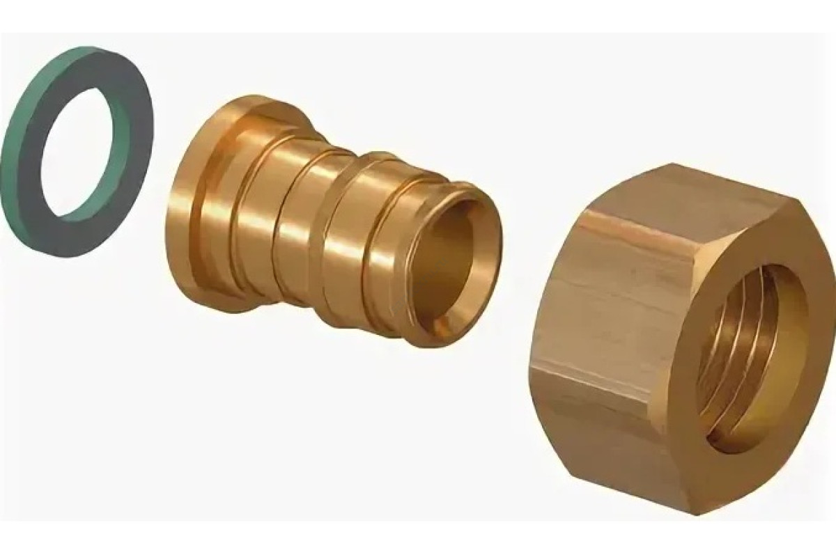 Штуцер для PE-X латунь Q&E Дн 16х1/2" с накидной гайкой Uponor 1023014 (1008755)