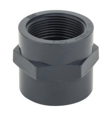 Муфта ПВХ серая под клеевое соед Дн 20х1/2" Ру10 ВР напорная Aquaviva