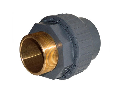 Муфта ПВХ серый под клеевое соед разъемная Дн 32х1" Ру16 НР напорная EFFAST