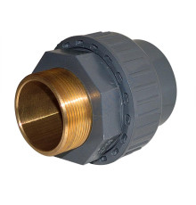 Муфта ПВХ серый под клеевое соед разъемная Дн 50х1 1/2" Ру16 НР напорная EFFAST