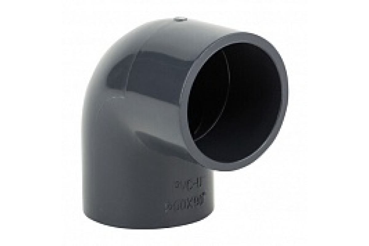 Отвод ПВХ серый под клеевое соед Дн 63х90гр Ру16 напорный Aquaviva