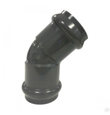 Отвод НПВХ серый SDR26 Дн 110х45гр Ру10 двухраструбный напорный в/к Aquaviva