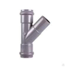 Тройник НПВХ серый SDR26 Дн 110х45гр Ру10 раструбный напорный в/к Aquaviva