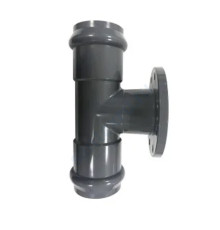 Тройник НПВХ серый SDR26 Дн 110х100х90гр Ру10 фланец-раструб напорный фланец НПВХ