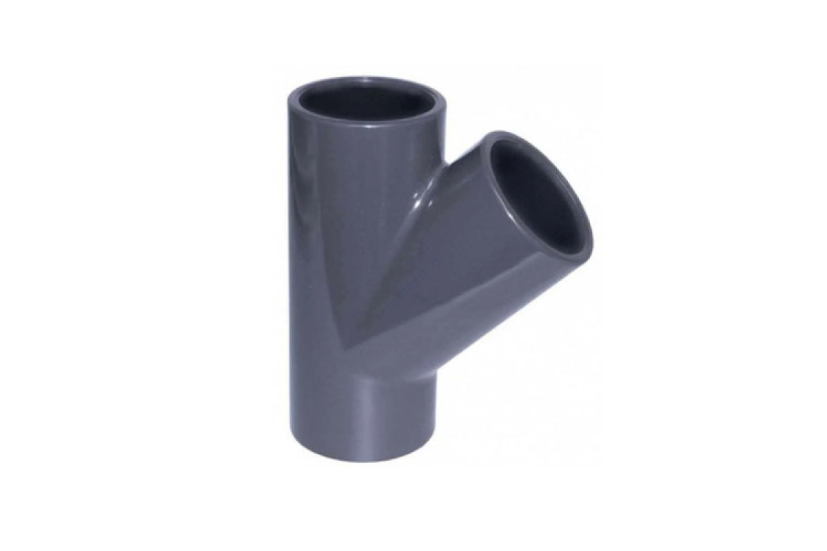 Тройник ПВХ серый под клеевое соед Дн 63х45гр Ру16 напорный EFFAST