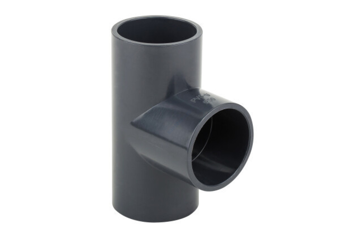 Тройник ПВХ серый под клеевое соед Дн 75х90гр Ру16 напорный EFFAST