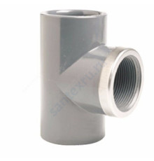 Тройник ПВХ серый под клеевое соед Дн 110х4"х90гр Ру16 ВР напорный EFFAST