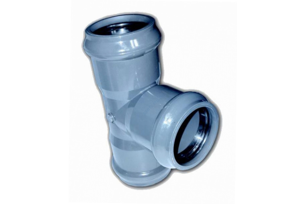 Тройник НПВХ серый SDR26 Дн 160х45гр Ру10 раструбный напорный