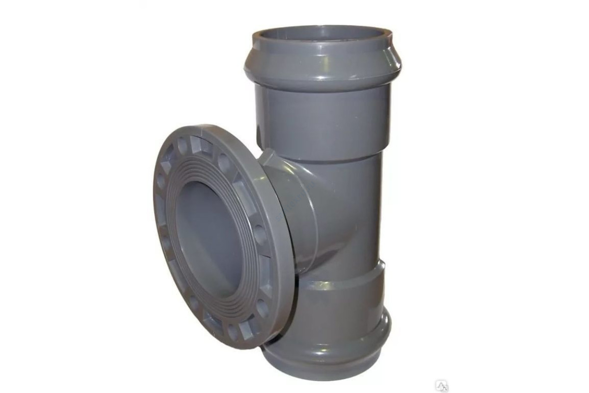 Тройник НПВХ серый SDR26 Дн 160х150х90гр Ру10 фланец-раструб напорный фланец сталь