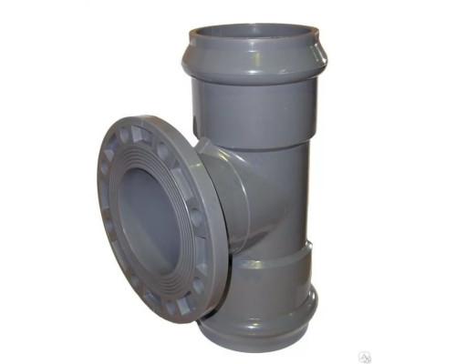 Тройник НПВХ серый SDR26 Дн 160х150х90гр Ру10 фланец-раструб напорный фланец сталь