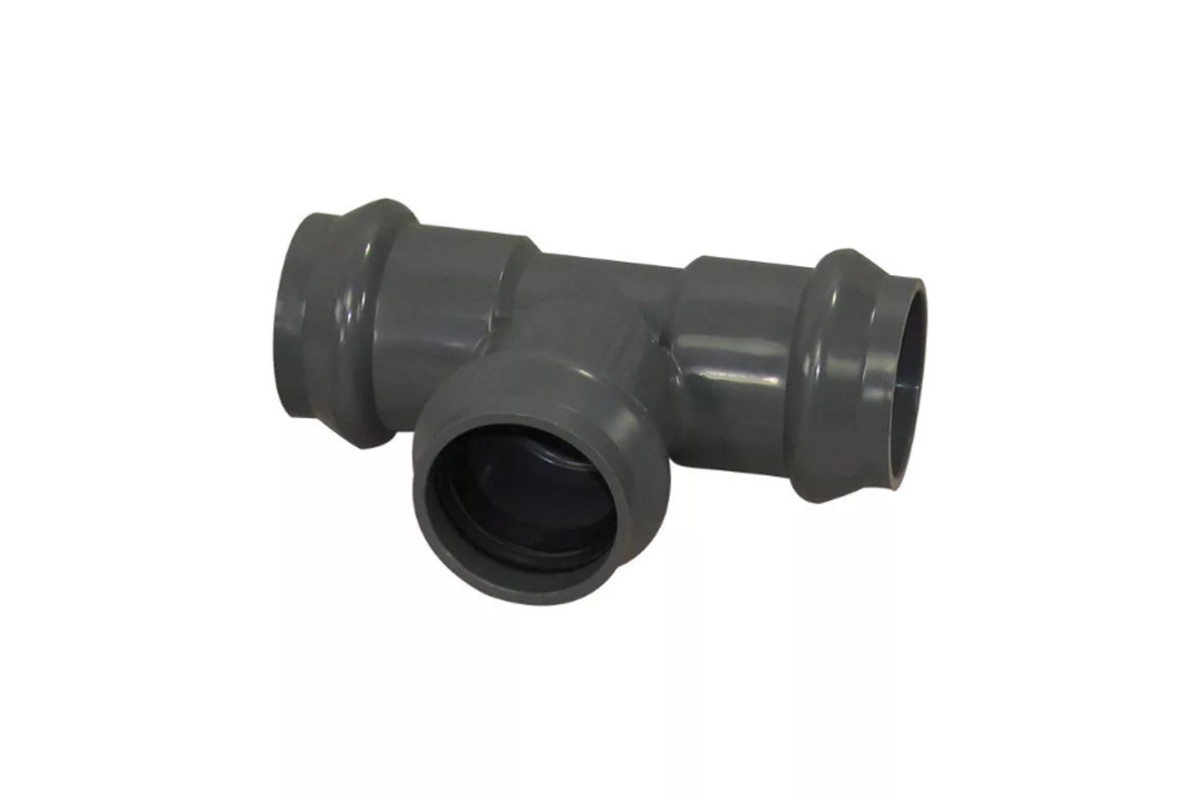Тройник НПВХ серый SDR26 переходной Дн 225х160х90гр Ру10 раструбный в/к