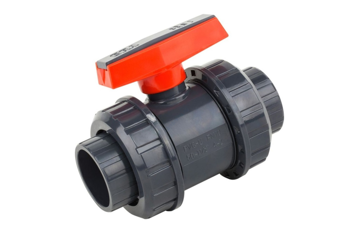 Кран ПВХ серый под клеевое соед шаровой Дн 25 Ру16 напорный Aquaviva