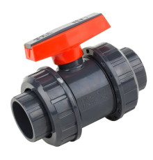 Кран ПВХ серый под клеевое соед шаровой Дн 25 Ру16 напорный Aquaviva