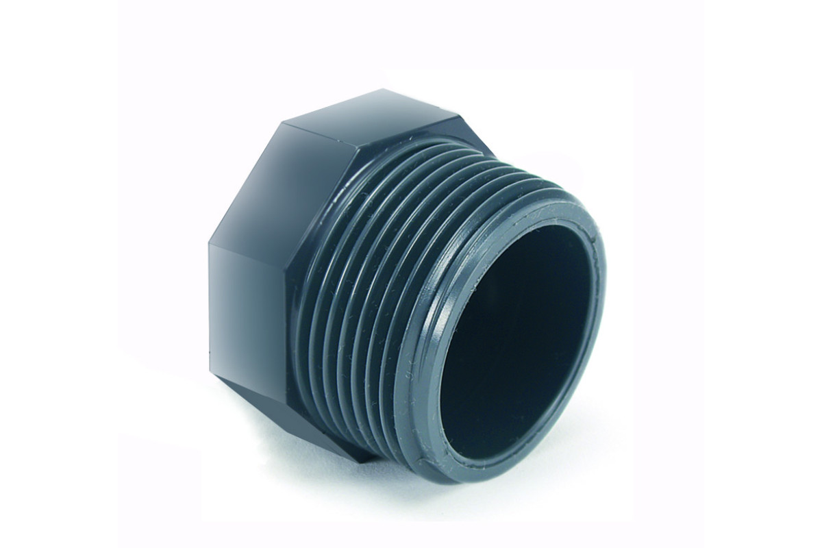 Заглушка ПВХ серая Дн 50х1 1/2" НР напорный EFFAST RERTAE050F