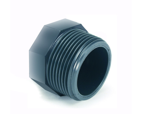 Заглушка ПВХ серая Дн 50х1 1/2" НР напорный EFFAST RERTAE050F