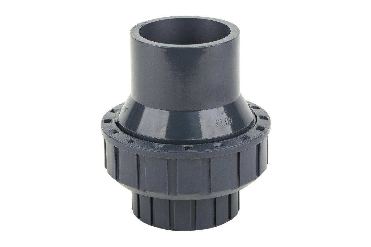Клапан ПВХ серый под клеевое соед обратный Дн 25 Ру10 напорный Aquaviva