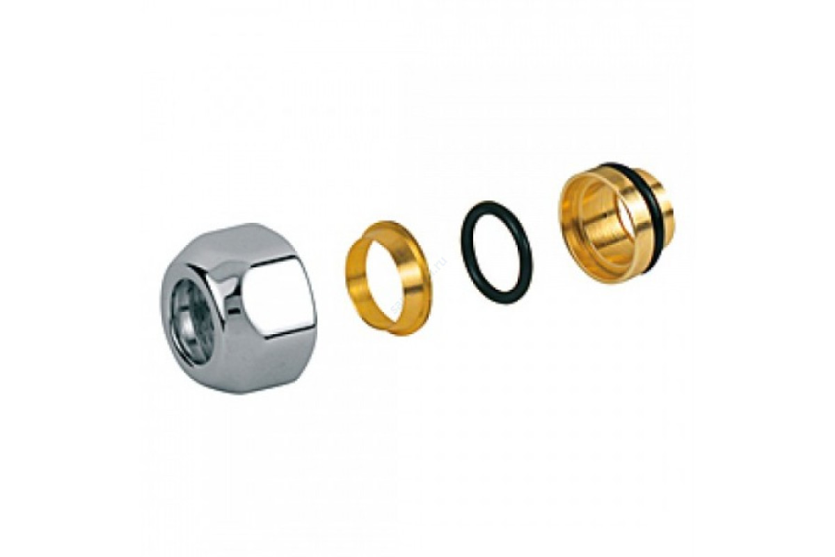 Соединитель латунь для медных труб хром глянцевый Дн 16х16 обжим/ВР с базой 16мм T178C Giacomini T178CX018 