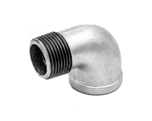 Угольник проходной чугун оц Ду 15 (1/2") ВР/НР Fittex PLUS