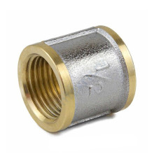 Муфта латунь никель Ду 32 (1 1/4") ВР 9018 ГОСТ 32585-2013 Aquasfera