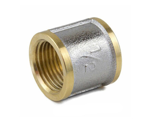 Муфта латунь никель Ду 32 (1 1/4") ВР 9018 ГОСТ 32585-2013 Aquasfera