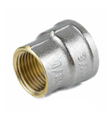 Муфта латунь никель переходная Ду 20х15 (3/4"х1/2") ВР/ВР 9019 ГОСТ 32585-2013 Aquasfera